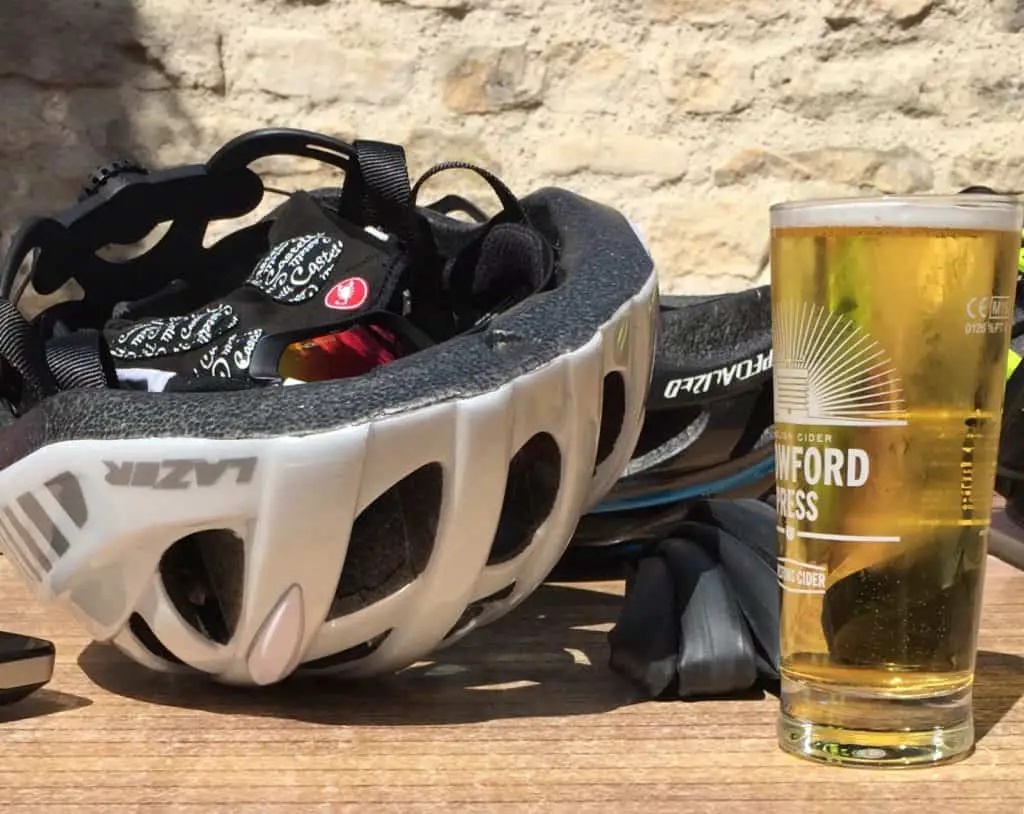bike helmet cider drink celebration