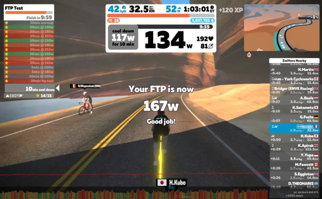 Zwift FTP increase example