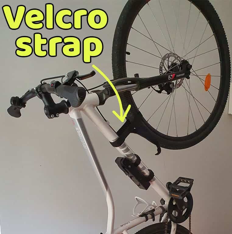 using a velcro strap to prevent wheel from moving