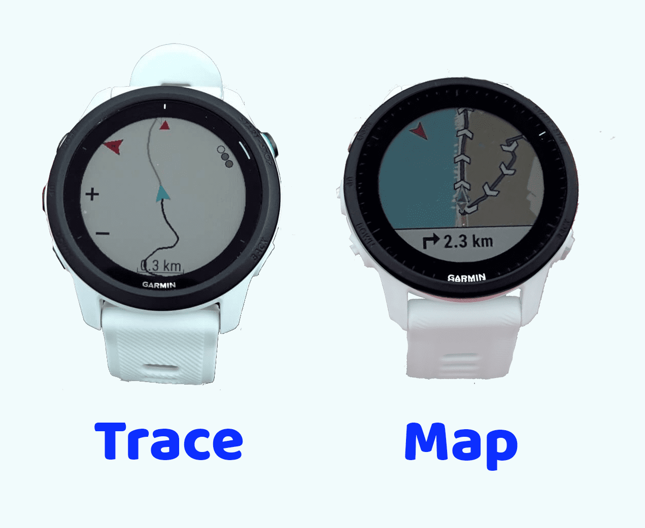 Garmin Forerunner trace vs map