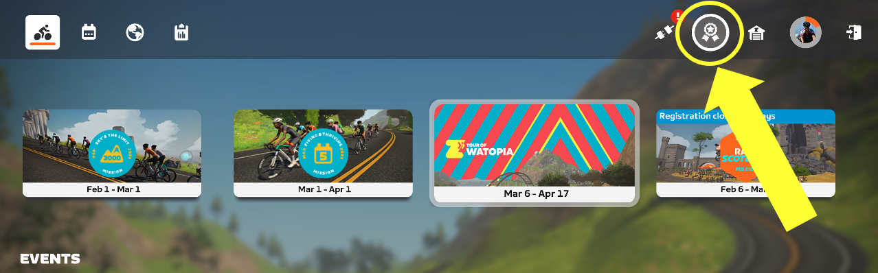 Zwift badges how to access menu