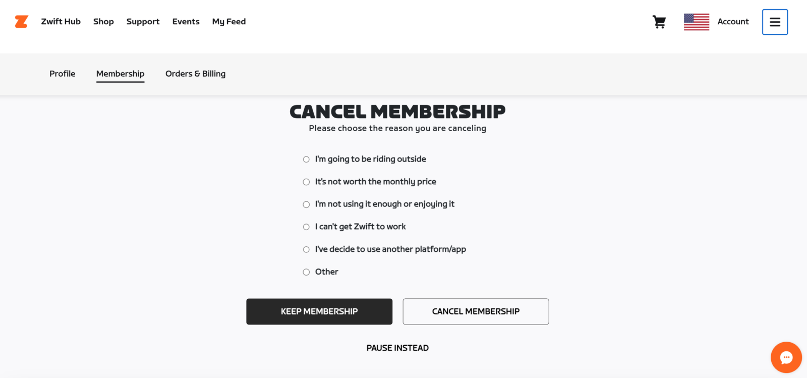 how to cancel a zwift membership