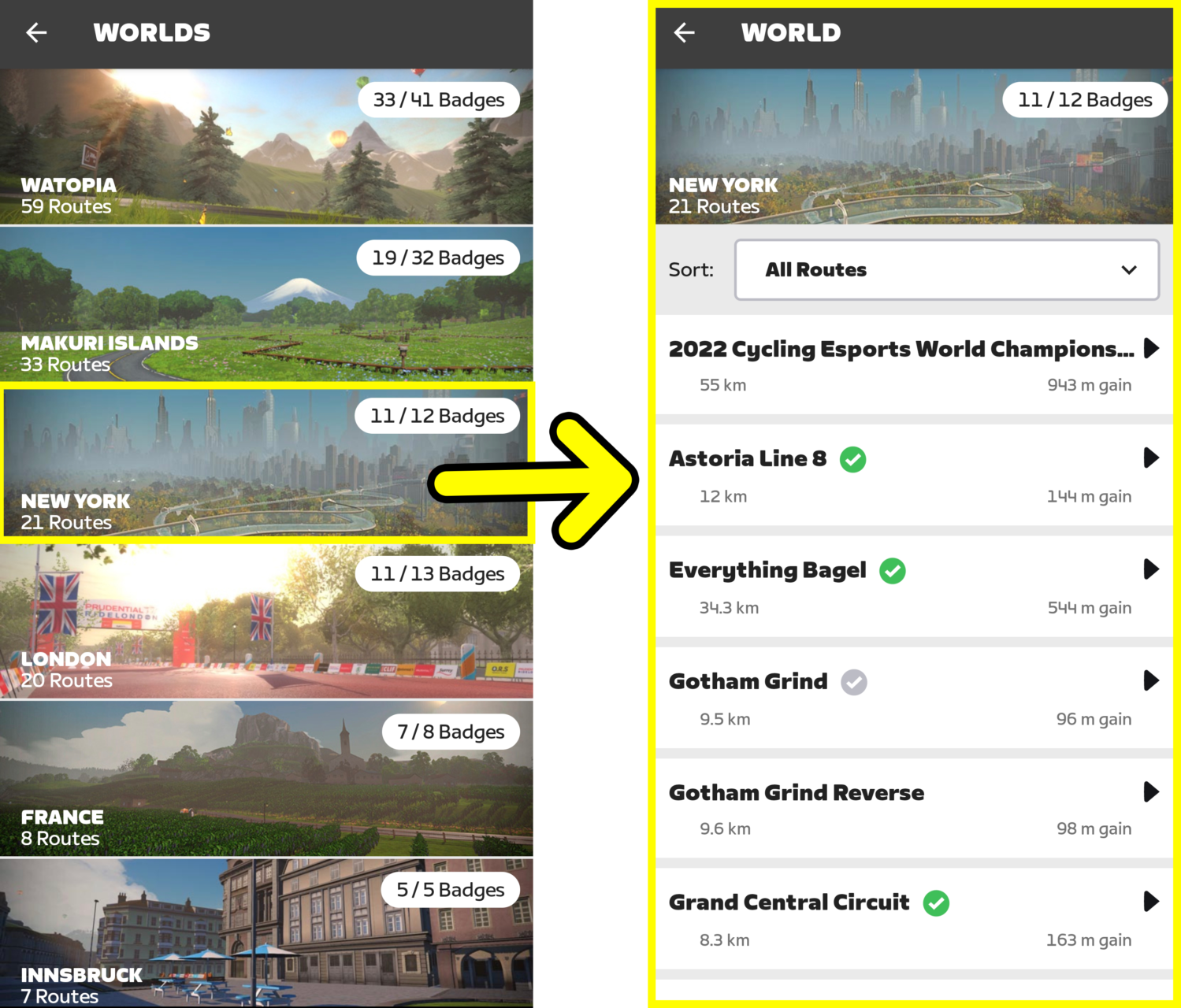 Zwift companion leaderboards routes and badges completion
