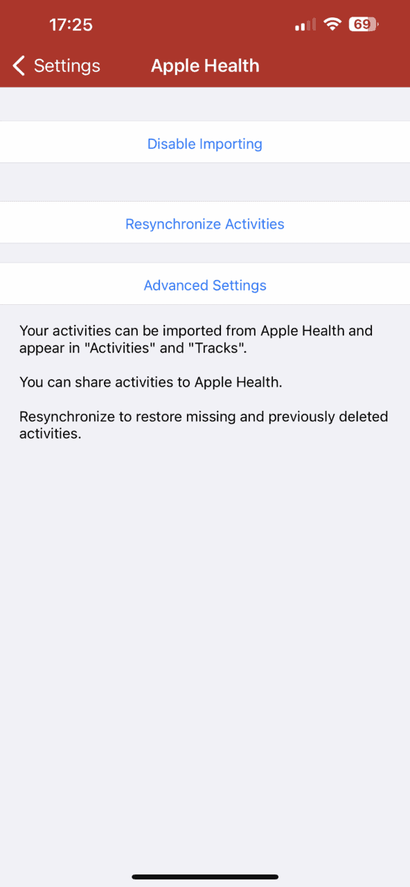 RunGap apple health settings